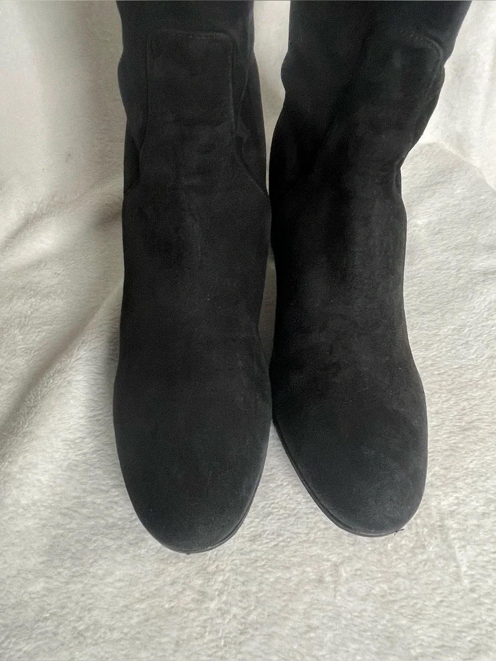 VALENTINO GARAVANI Black Suede Over The Knee Block Heel Boots Women Size 38.5